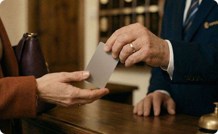 Hotel staff with technology